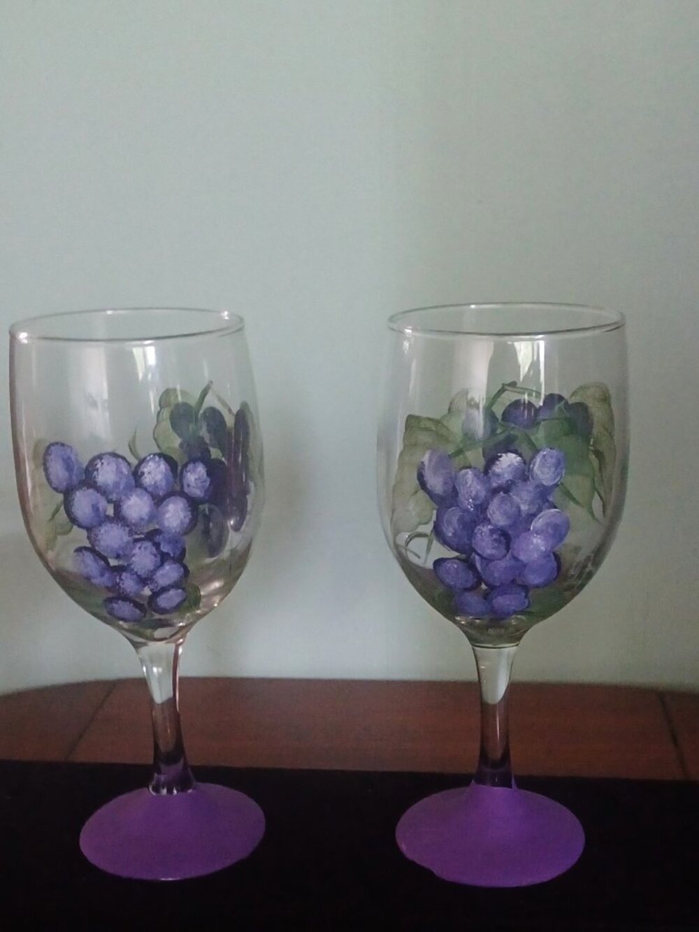 Pair of Hand-Painted Wine Glasses (or all 4) - Picture 2 of 7